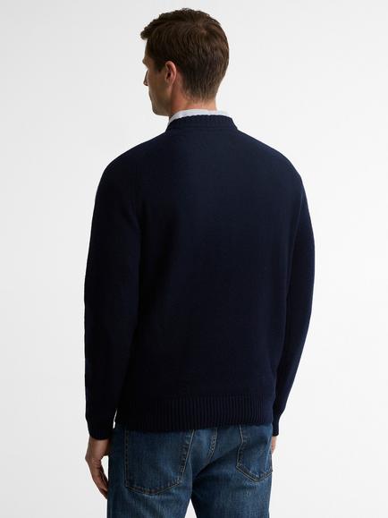 Barbour Newtown Ovine Wool Crew Neck Jumper - view 2, Navy