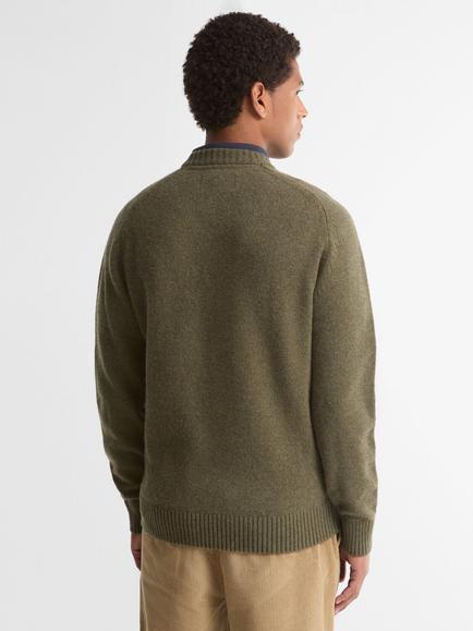 Barbour Newtown Ovine Wool Crew Neck Jumper - view 2, Mid Olive