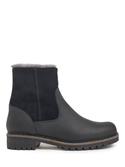 Celtic & Co. Leather Waterproof Sheep Lined Ankle Boots, Navy