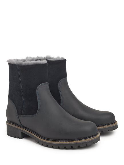 Celtic & Co. Leather Waterproof Sheep Lined Ankle Boots - view 2, Navy