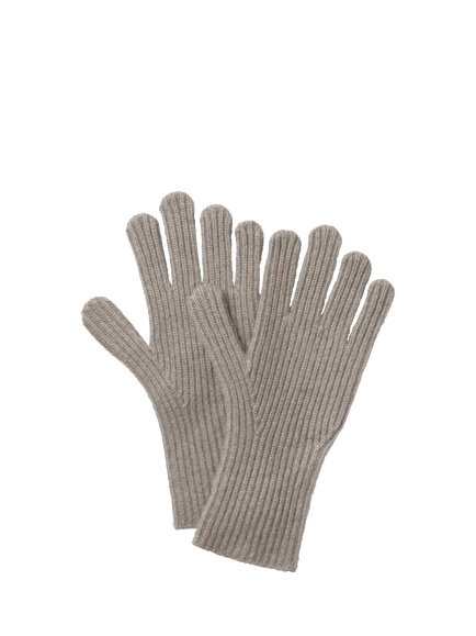 The White Company Pure Cashmere Ribbed Gloves, Pale Grey Marl, Pale Grey Marl