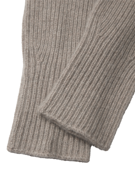 The White Company Pure Cashmere Ribbed Gloves, Pale Grey Marl - view 2, Pale Grey Marl