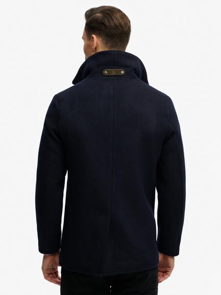 Superdry Wool Blend Pea Coat, Eclipse Navy - view 2, Eclipse Navy
