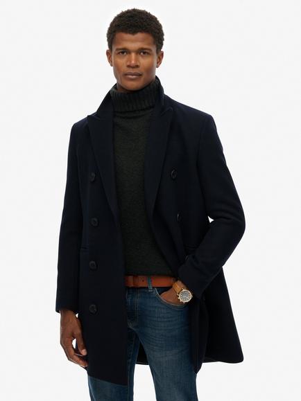 Superdry Town Coat Wool Blend Town Coat, Navy, Navy