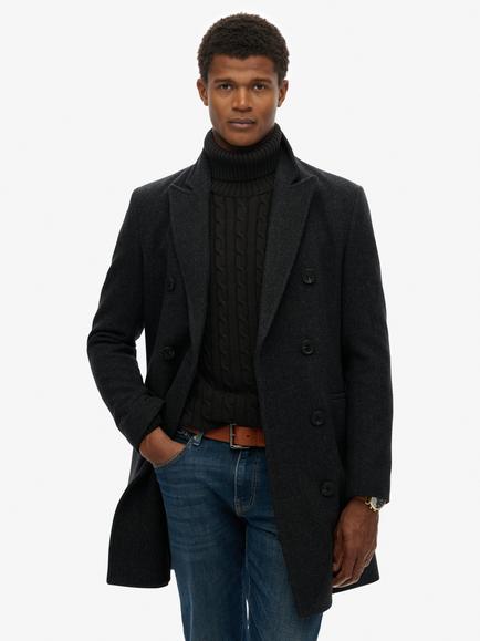 Superdry Wool Rich Town Coat, Black, Black