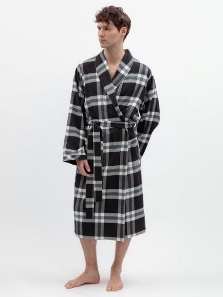 Cyberjammies Cotton Polar Drift Check Dressing Gown, Black, Black