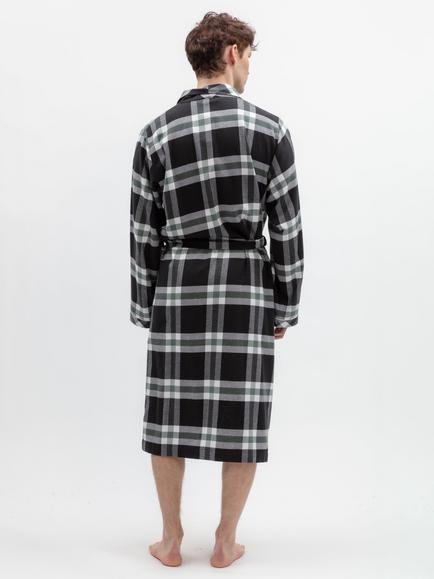 Cyberjammies Cotton Polar Drift Check Dressing Gown, Black - view 2, Black