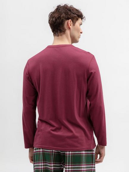 Cyberjammies Cotton Modal Blend Jersey Knit Long Sleeve Pyjama Top - view 2, Red Berry