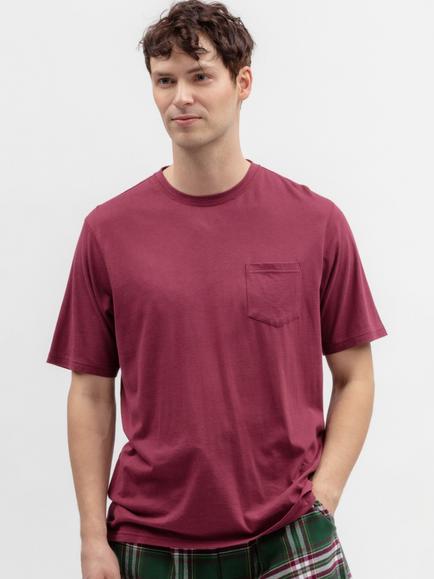 Cyberjammies Cotton Modal Blend Jersey Knit Pyjama T-Shirt, Red Berry