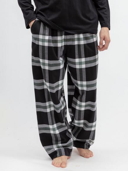 Cyberjammies Brushed Cotton Polar Drift Check Pyjama Trousers, Black/Multi, Black/Multi