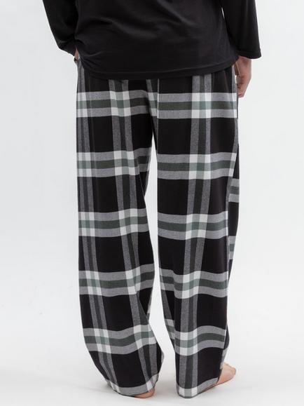 Cyberjammies Brushed Cotton Polar Drift Check Pyjama Trousers, Black/Multi - view 2, Black/Multi