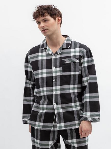 Cyberjammies Cotton Check Pyjama Top, Black