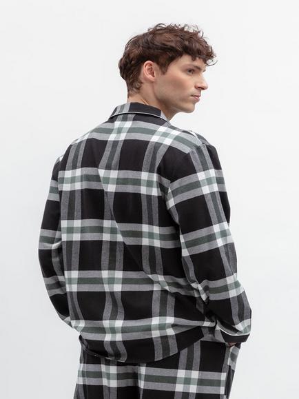 Cyberjammies Cotton Check Pyjama Top - view 2, Black