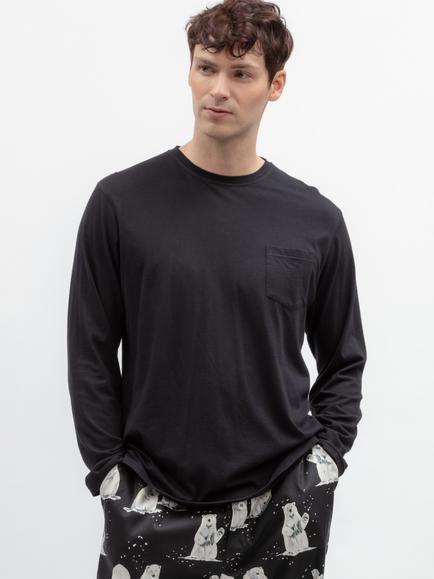 Cyberjammies Cotton Modal Blend Long Sleeve Pyjama Top, Black, Black