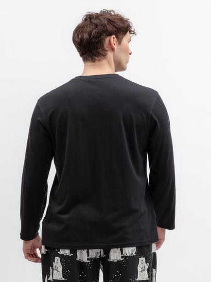 Cyberjammies Cotton Modal Blend Long Sleeve Pyjama Top, Black - view 2, Black