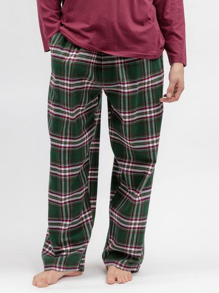 Cyberjammies Brushed Cotton Check Pyjama Trousers, Green Dark/Multi, Green Dark/Multi