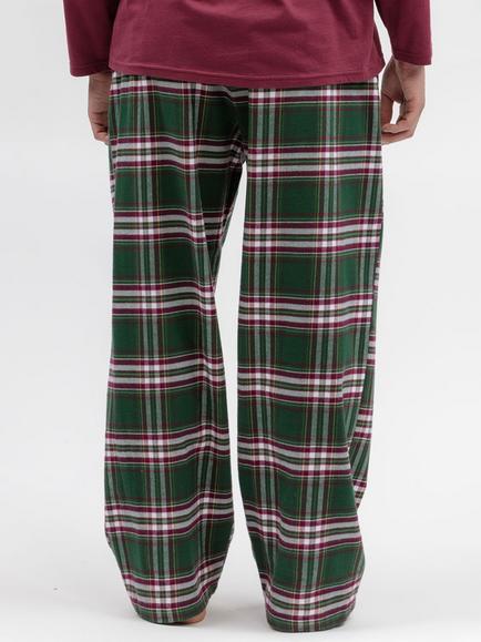 Cyberjammies Brushed Cotton Check Pyjama Trousers, Green Dark/Multi - view 2, Green Dark/Multi
