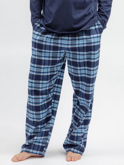 Cyberjammies Brushed Cotton Check Pyjama Trousers, Navy/Blue, Navy/Blue
