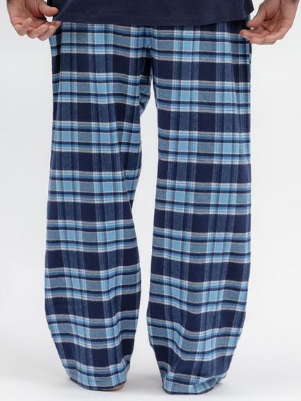 Cyberjammies Brushed Cotton Check Pyjama Trousers, Navy/Blue - view 2, Navy/Blue