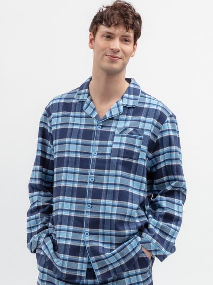 Cyberjammies Cotton Check Pyjama Top, Navy