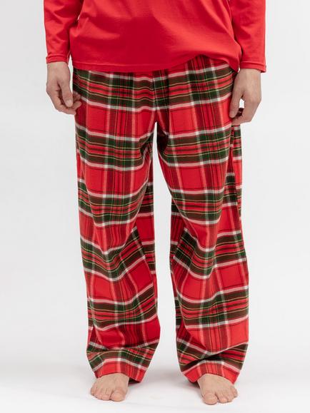 Cyberjammies Brushed Cotton Check Pyjama Trousers, Red Dark/Multi, Red Dark/Multi