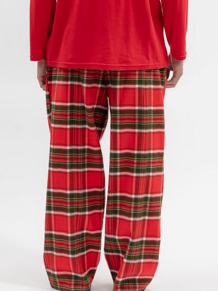 Cyberjammies Brushed Cotton Check Pyjama Trousers, Red Dark/Multi - view 2, Red Dark/Multi