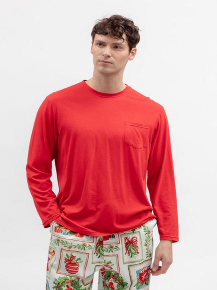 Cyberjammies Cotton Modal Blend Long Sleeve Pyjama Top, Red Dark, Red Dark