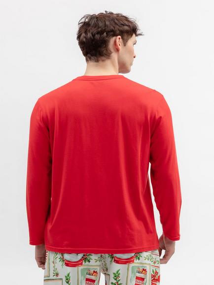 Cyberjammies Cotton Modal Blend Long Sleeve Pyjama Top, Red Dark - view 2, Red Dark