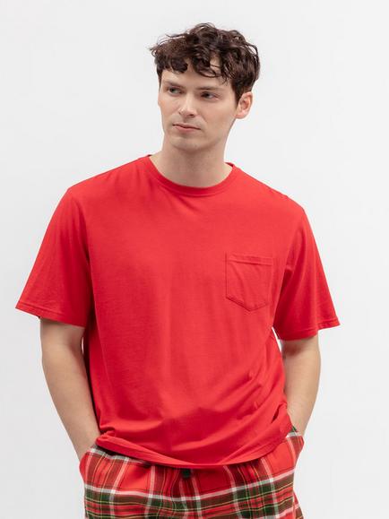 Cyberjammies Cotton Modal Blend Short Sleeve Pyjama Top, Red Dark, Red Dark