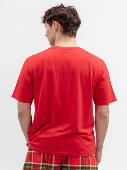 Cyberjammies Cotton Modal Blend Short Sleeve Pyjama Top, Red Dark - view 2, Red Dark
