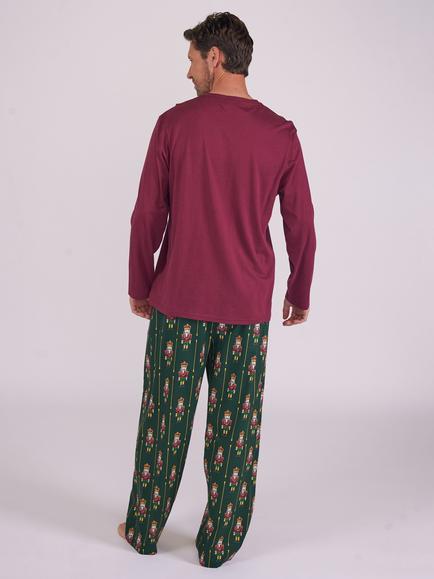 Cyberjammies Cotton Modal Blend Nutcracker Print Pyjama Trousers, Green Dark - view 2, Green Dark