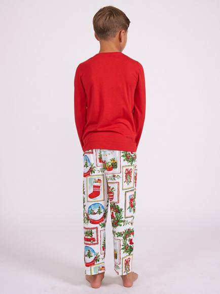 Minijammies Kids' Christmas Long Sleeve Pyjama Set, Dark Red - view 2, Dark Red