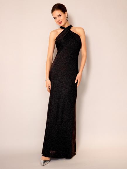Alie Street Thea Halter Neck Gown, Glitter Black, Glitter Black