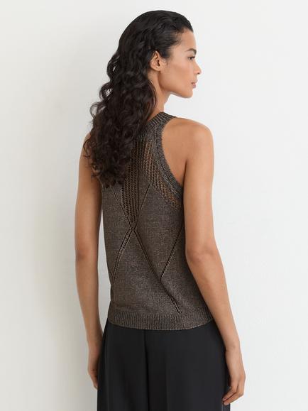 Reiss Maia Metallic Vest, Gunmetal - view 2, Gunmetal