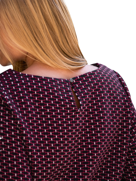 Pure Collection Cotton Rich Jacquard Top, Berry/Multi - view 2, Berry/Multi