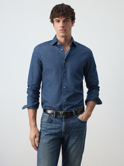 Mango Regular Fit Denim Shirt, Blue, Blue
