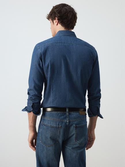 Mango Regular Fit Denim Shirt, Blue - view 2, Blue
