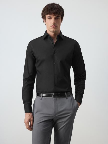 Mango Cotton Regular Fit Shirt, Black
