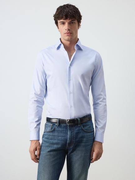 Mango Cotton Regular Fit Shirt, Sky Blue