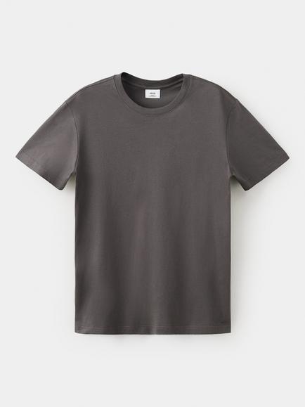 Mango Cotton Slim Fit Crew Neck T-Shirt, Asphalt, Asphalt
