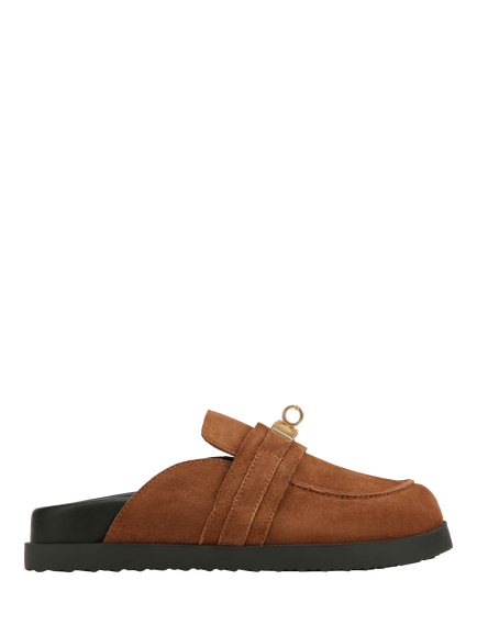 Nokwol Tammy Suede Mule Sandals, Tan, Tan