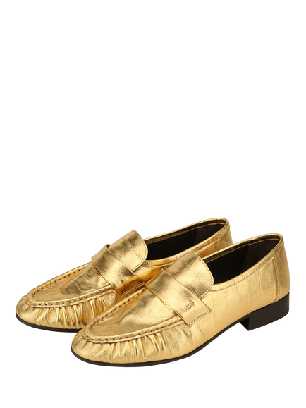 Nokwol Swifty Leather Loafers, Gold - view 2, Gold