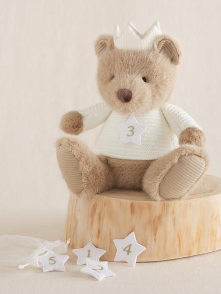 The White Company Baby Plush Birthday Bear Soft Toy, Neutral - view 2, Neutral