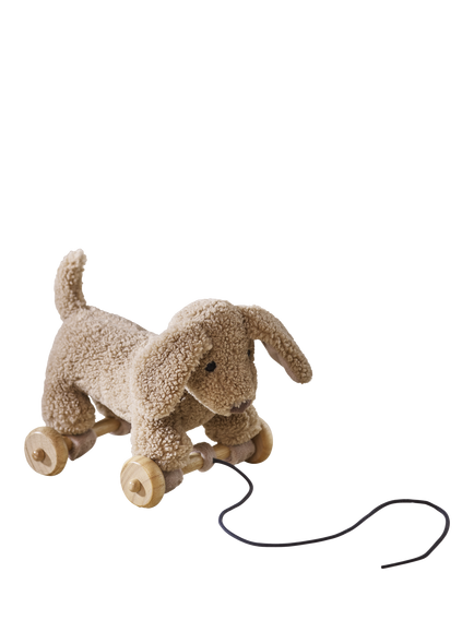 The White Company Baby Pull Along Borg Sausage Dog Toy, Neutral, Neutral