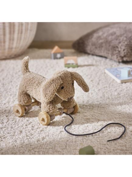 The White Company Baby Pull Along Borg Sausage Dog Toy, Neutral - view 2, Neutral