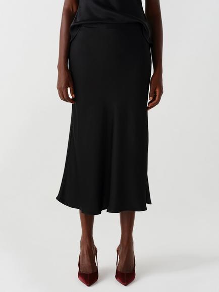 Ghost Luna Bias Cut Crepe Skirt, Black