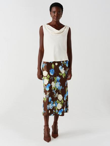 Ghost Luna Floral Midi Skirt, Brown - view 2, Brown