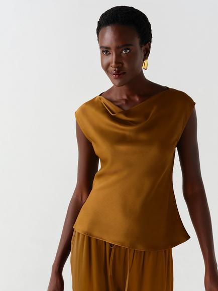 Ghost Alia Cowl Neck Peplum  Top, Moss