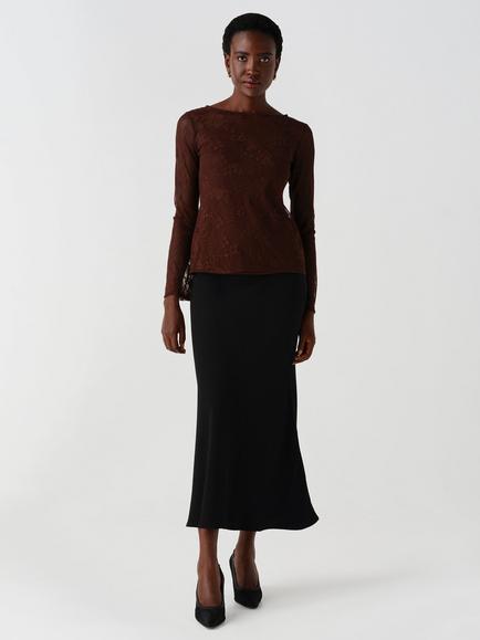 Ghost Lindsay Boat Neck Lace Top, Brown - view 2, Brown