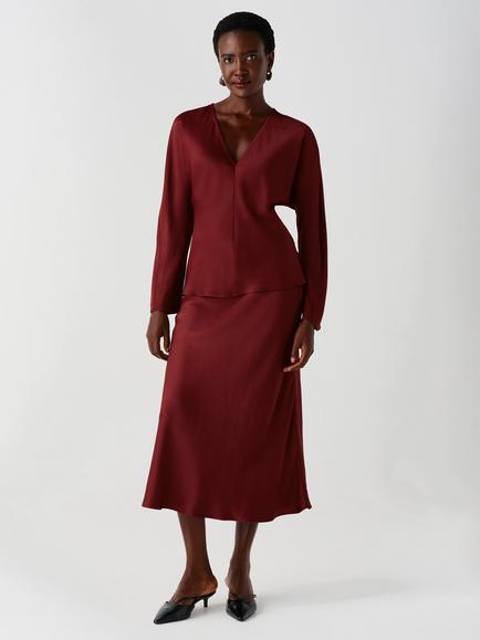 Ghost Lucille Batwing Sleeve V-Neck Top - view 2, Burgundy